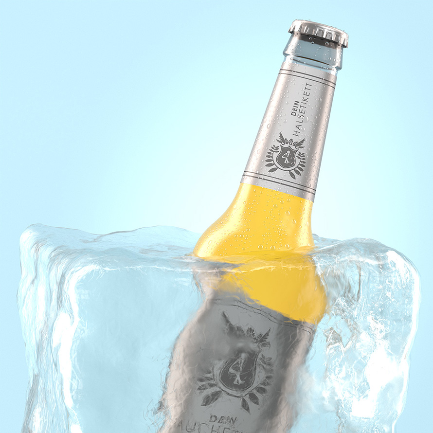 Rendering Bildkomposition Limonaden Flasche im Eisblock Rendering Bildkomposition Limonaden Flasche im Eisblock